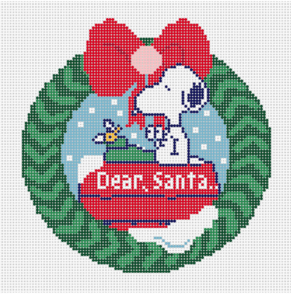 PEANUTS Christmas - Snoopy Dear Santa Wreath Canvas - 13 mesh