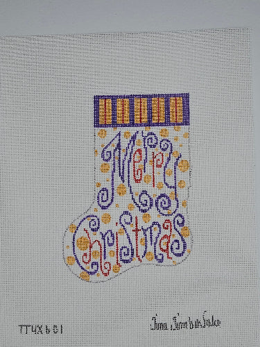 Tina Timberlake TT4X601 Purple Merry Christmas Mini Stocking