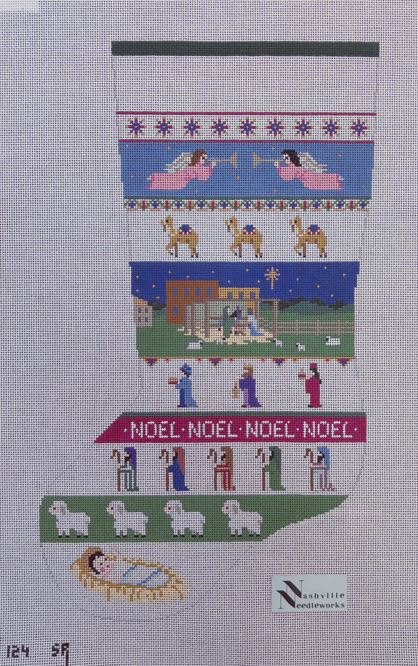 Nativity Stripe Stocking Left Toe