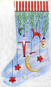 X-105 (TS) - Primitive Ornament Stocking w/Moon
