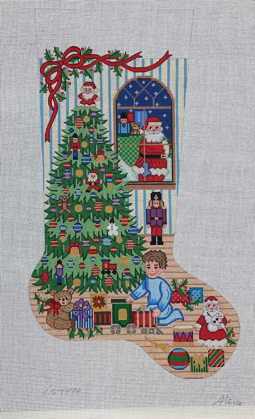 Christmas Tree Stocking with Train