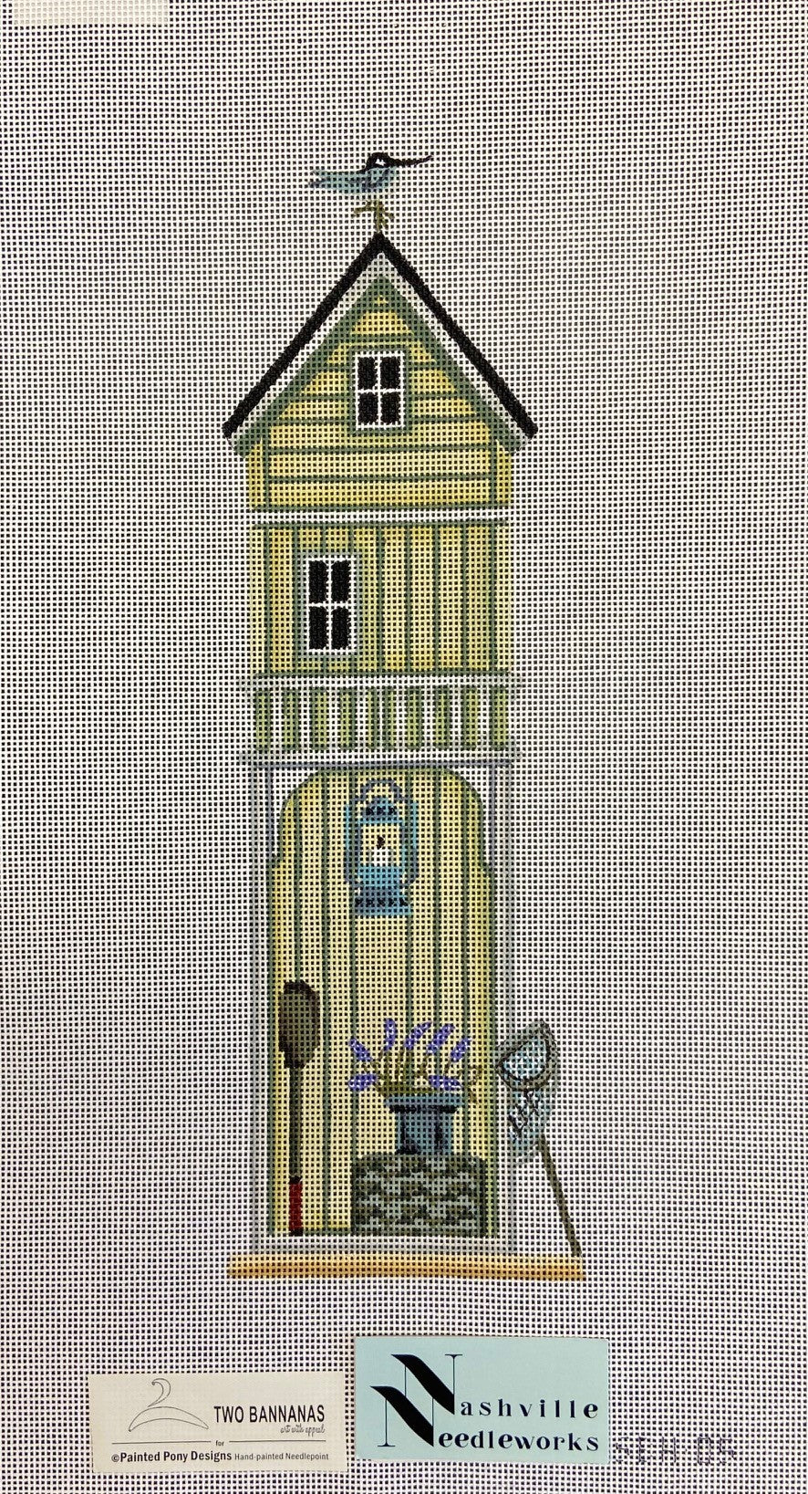 Tall Pale Green Beach Hut