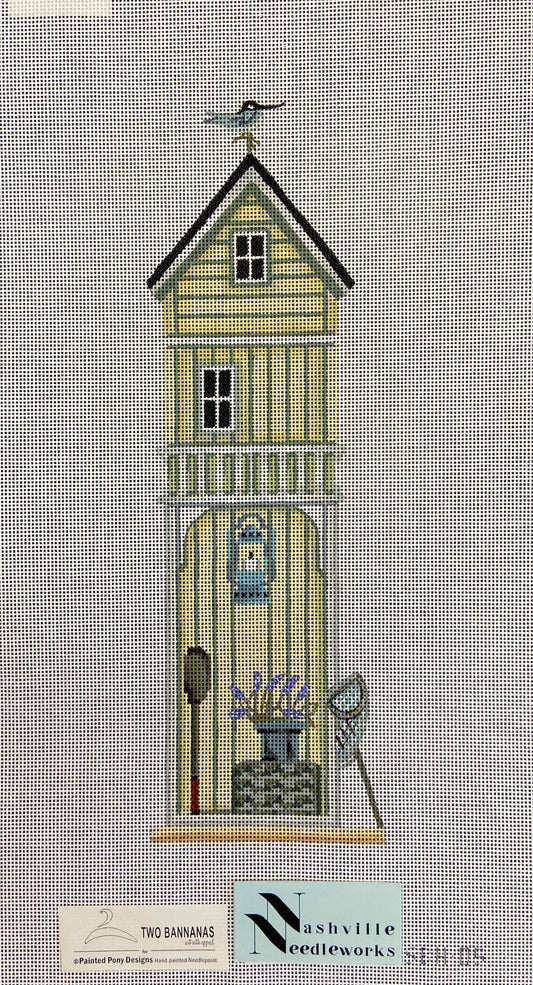 Tall Pale Green Beach Hut