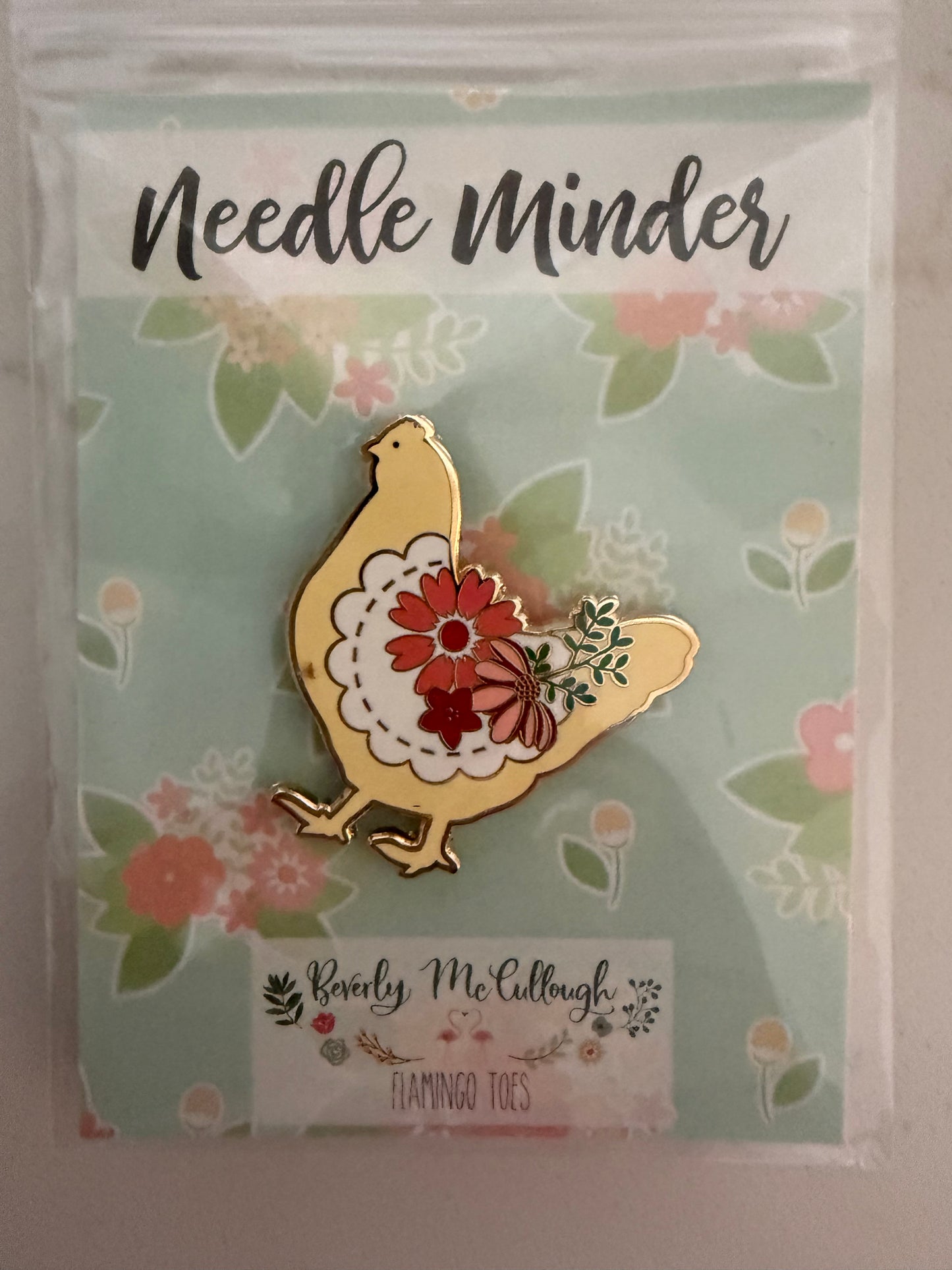 FlamingoToes ChickenNM FloralChickenNeedleMinder