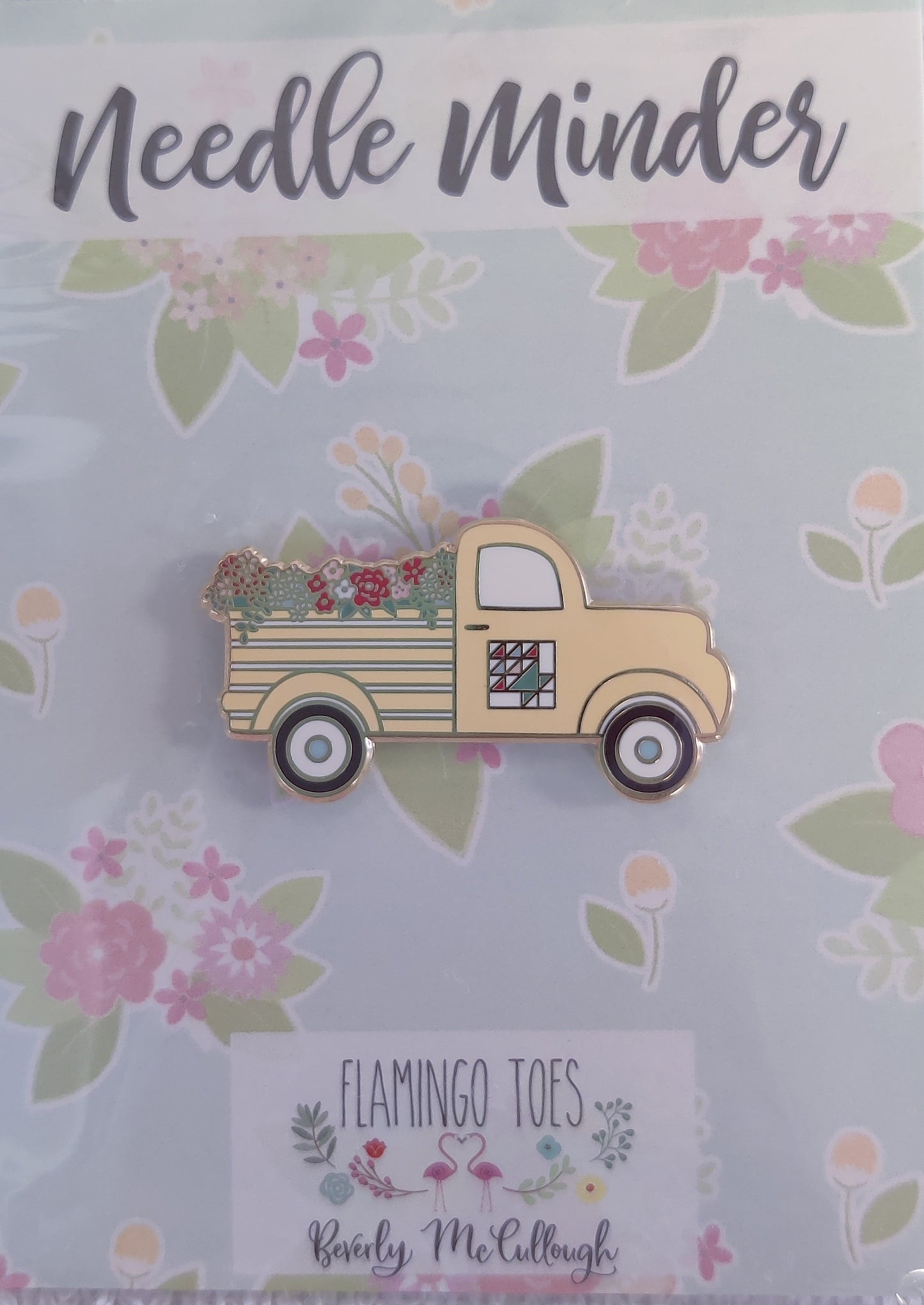 FlamingoToes FloralTruckNM VintageFloralTRuckNeedleMinder