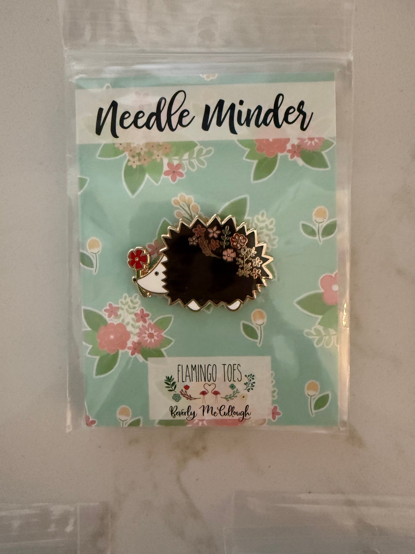 FlamingoToes HedgehogNM FloralHedgehogNeedleMinder