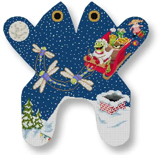 CBK Needlepoint Collections Edie & Ginger M161 Frog Frame Weight-Baby Ho Ho Ho