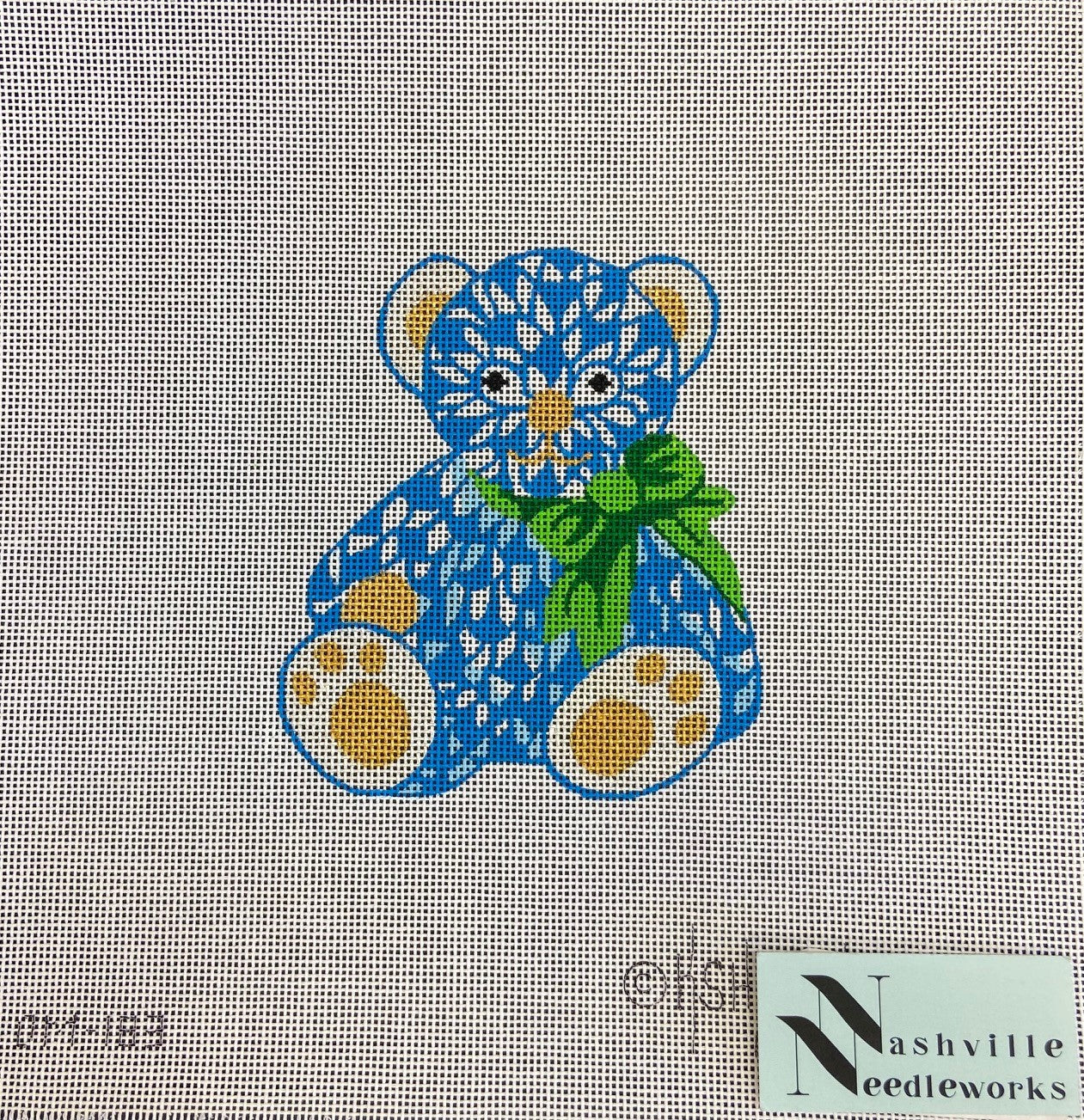 Kate Dickerson Needlepoint OM-183 
Mini Herend Teddy Bear-Blue