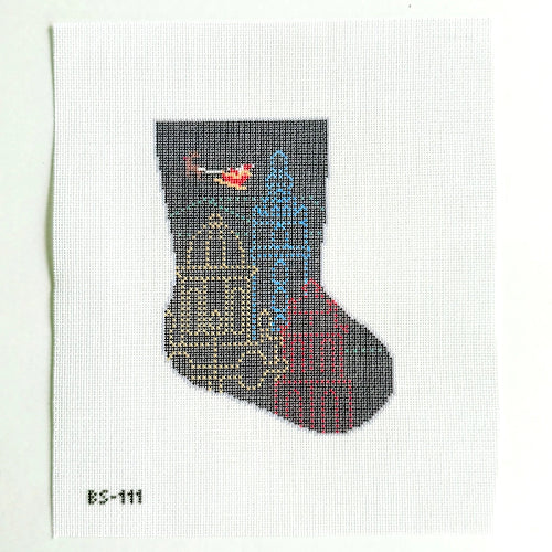 KCN Designs BS-111 Santa's Plaza Delight Ornament Sized Mini Stocking