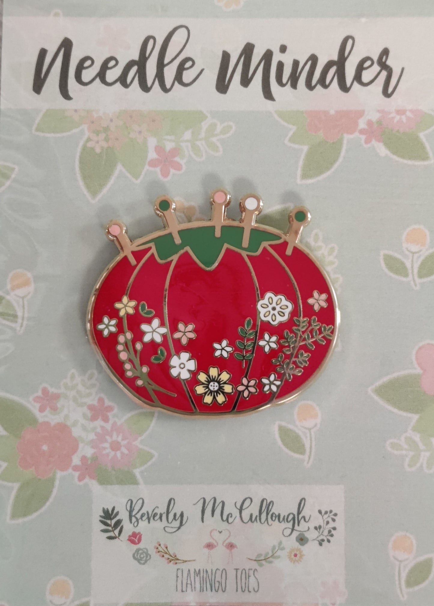 FlamingoToes PinCushionNM TomatoPinCushionNeedleMinder