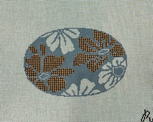 Rachel Barri Gingham Blooms Teal Oval 
Oval Purse Insert