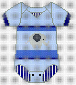 The Meredith Collection Baby Onesie Blue w/elephant XO-183f