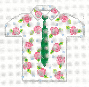 XO-221a (TS) - Men's Shirt- Roses with Green Tie