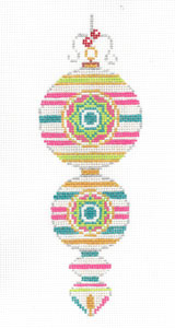 XO-222g (TS) - Vintage ornament Stripe pink/teal/green