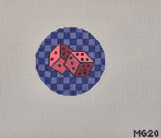 MG Designs Pink Dice with Blue Background MG20