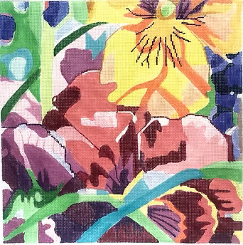 121F (TS) Yellow & Red Pansies