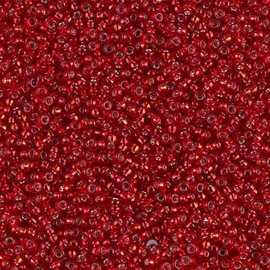 Size 15 Seed Bead #1419 Red Silver Lined