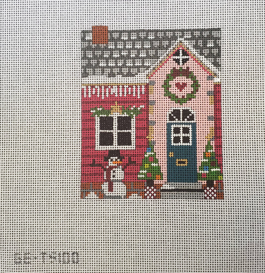 Alice Peterson Gayla Elliott GE-TS100 
Pink House with Snowman
