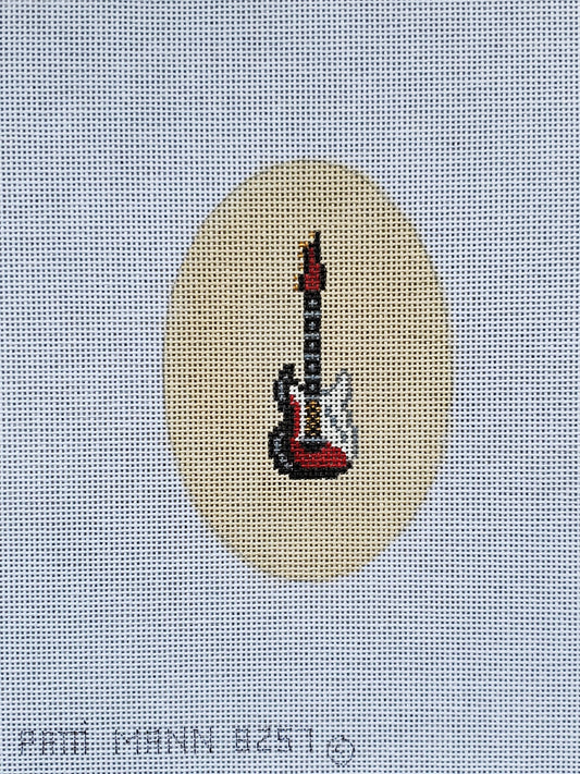Patti Mann Needlepoint Red/White/Black Bass Guitar Ornament 
8257