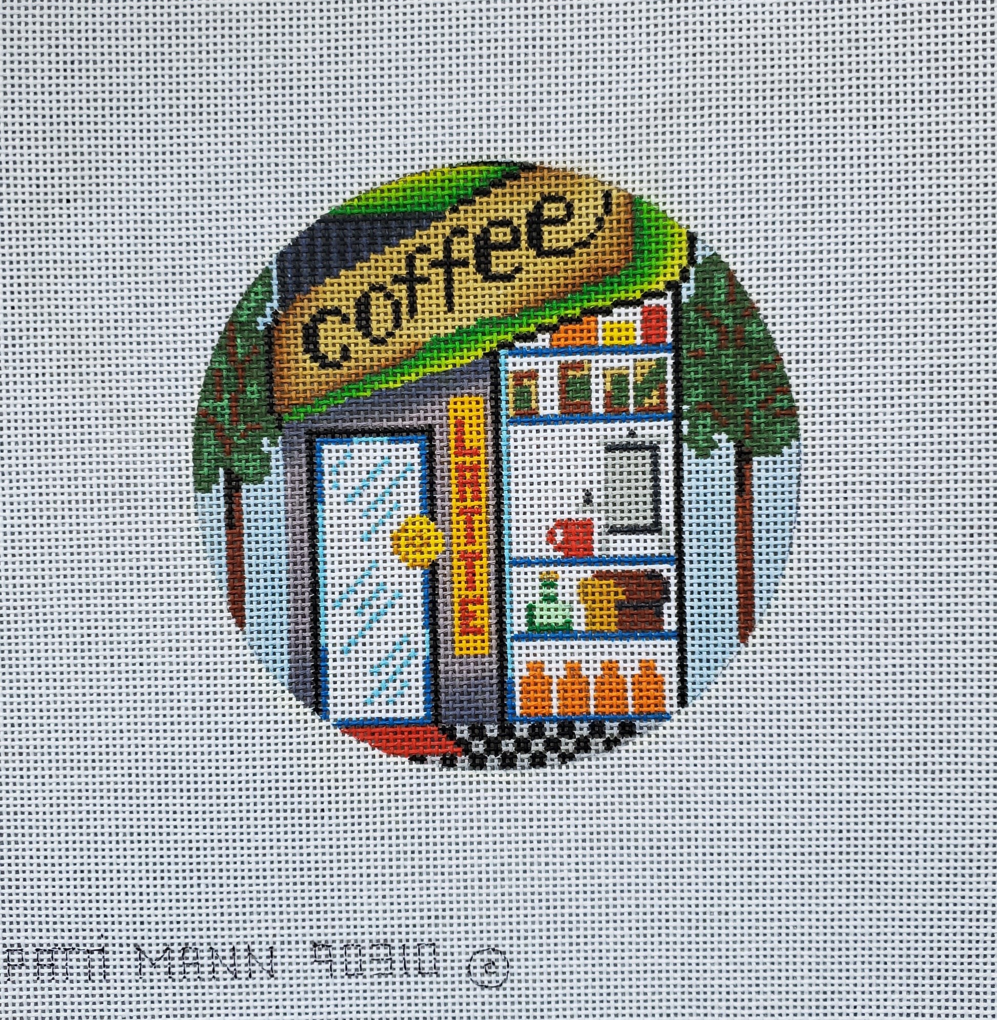 Patti Mann Needlepoint Coffee Shop Ornament 90310