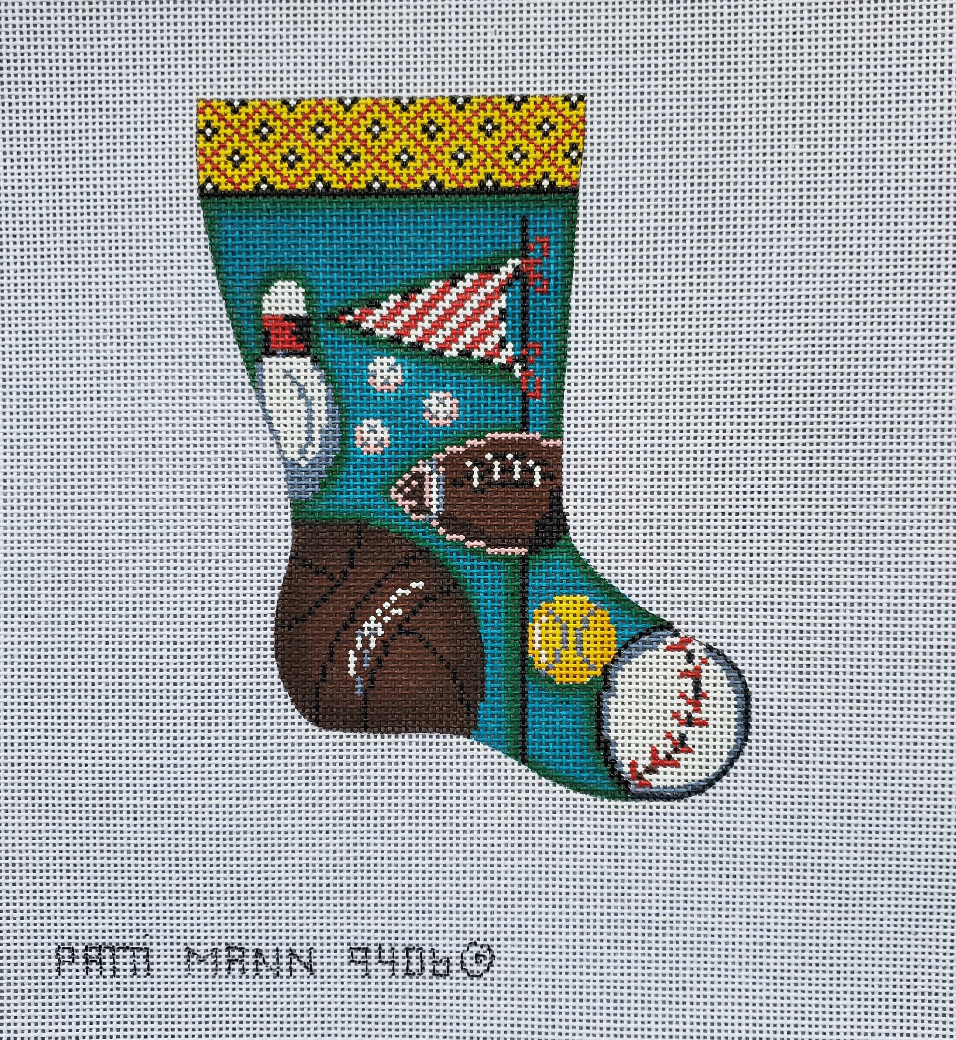 Patti Mann Needlepoint All Sports Mini Sock 9406