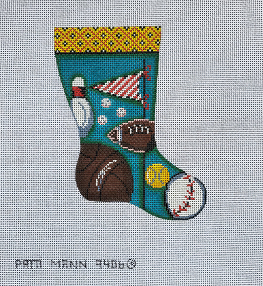 Patti Mann Needlepoint All Sports Mini Sock 9406