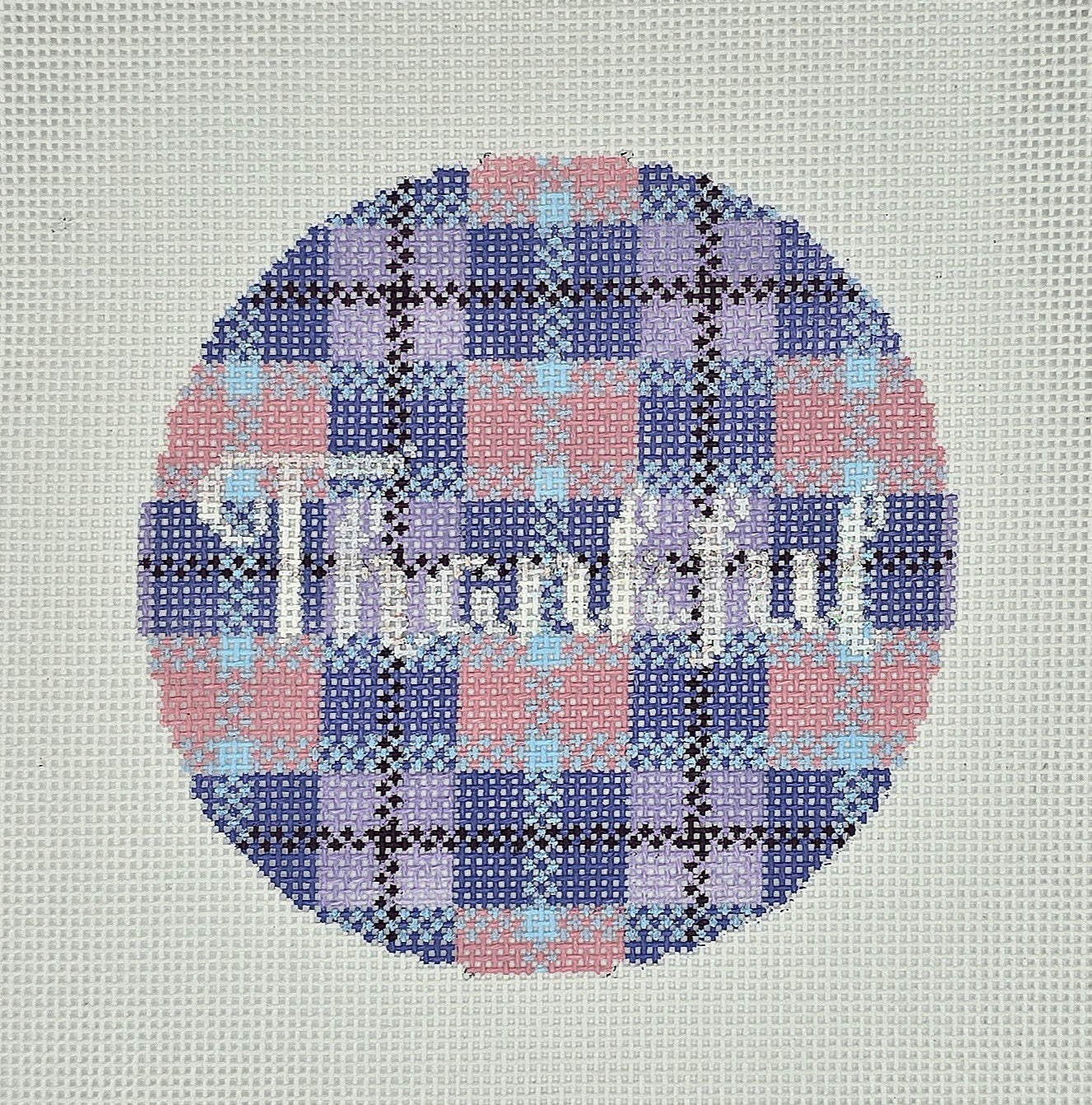 Lauren Block Designs Thankful Purple Plaid Round PL-06