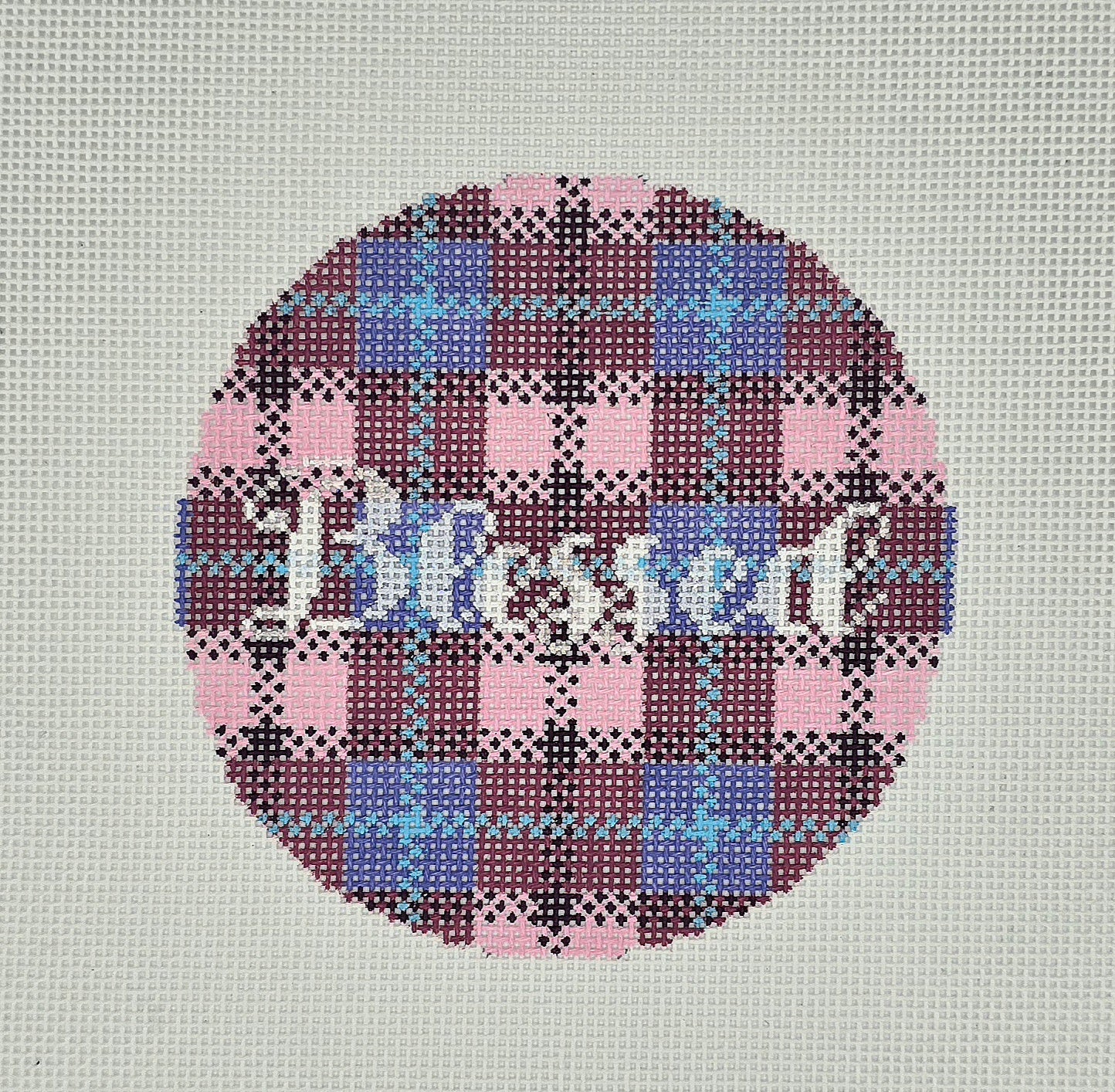 Lauren Block Designs Blessed Purple Plaid Round PL-04