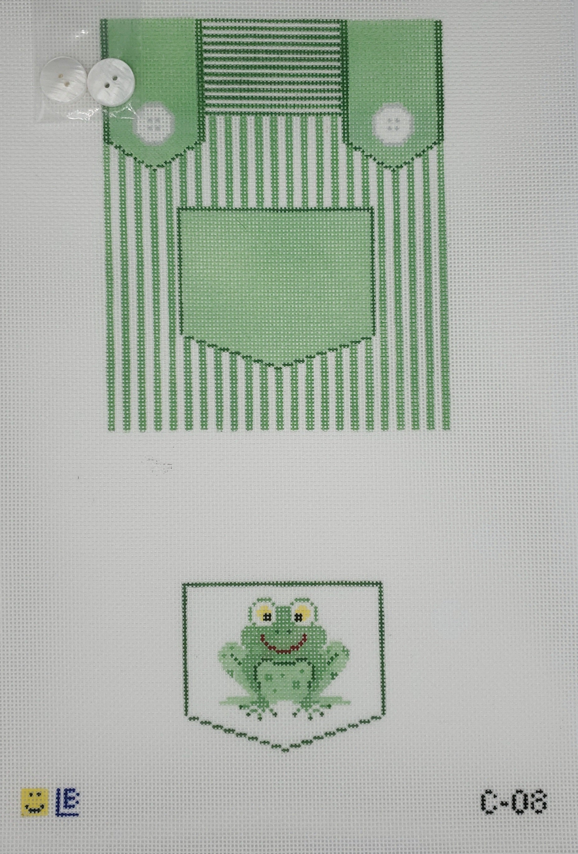 Lauren Bloch Designs Green Overalls with Frog Tooth Fairy Pillow C-08