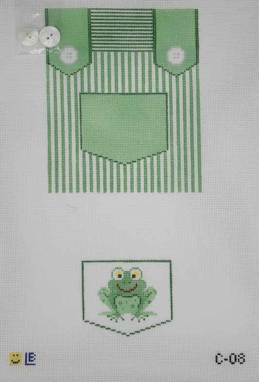 Lauren Bloch Designs Green Overalls with Frog Tooth Fairy Pillow C-08