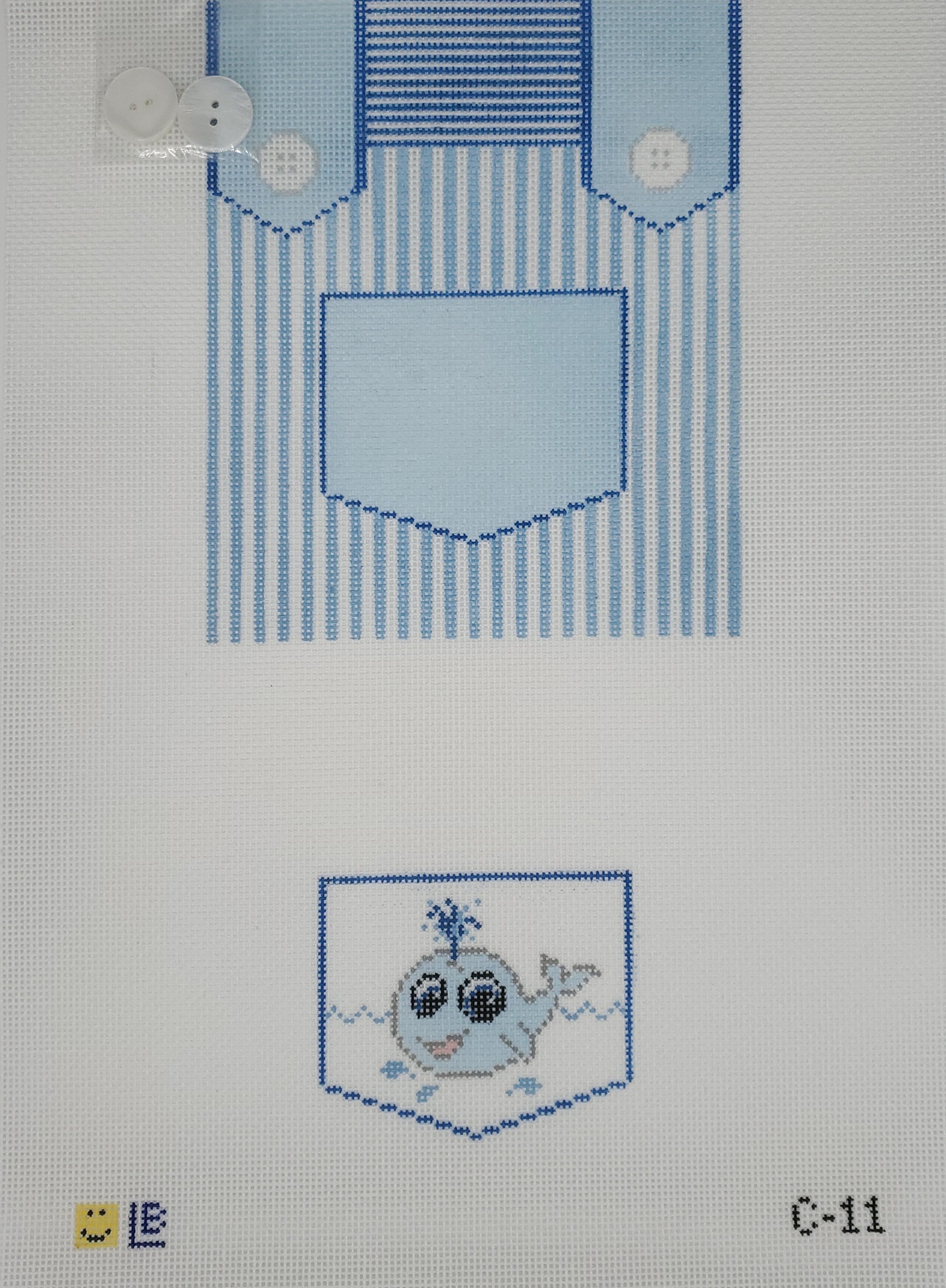 Lauren Bloch Designs Blue Overalls with Whale Tooth Fairy Pillow C-11