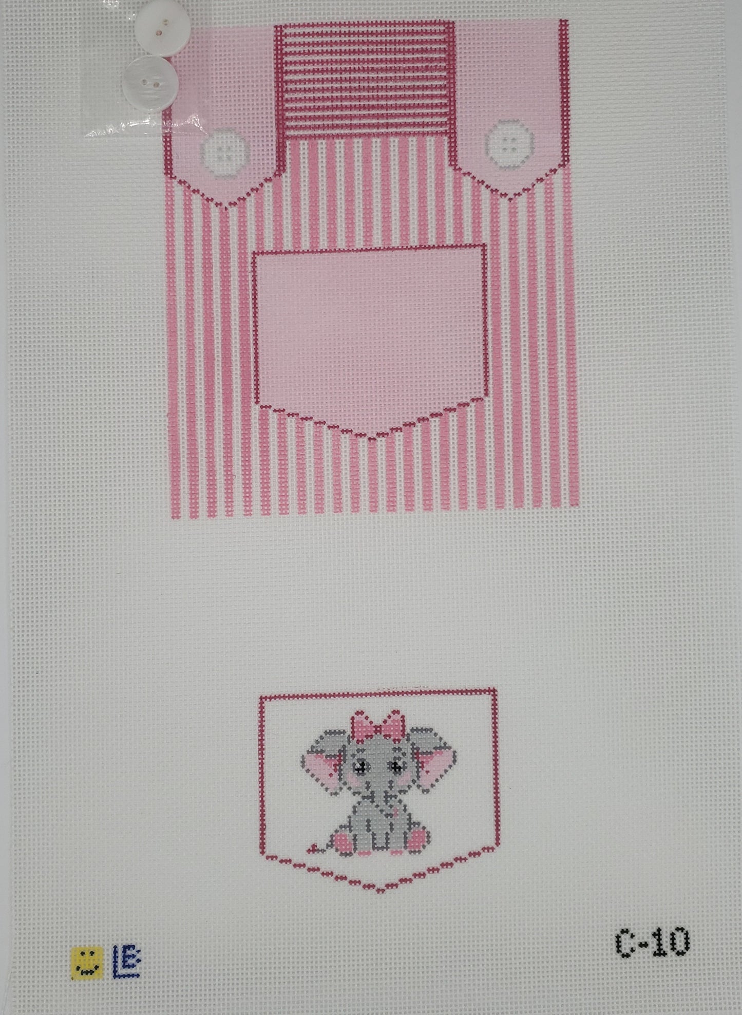 Lauren Bloch Designs Pink Overalls with Elephant Tooth Fairy Pillow C-10