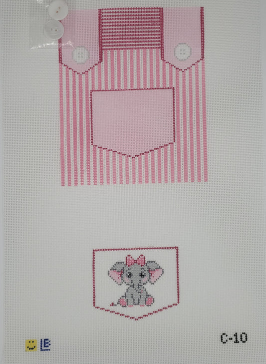 Lauren Bloch Designs Pink Overalls with Elephant Tooth Fairy Pillow C-10