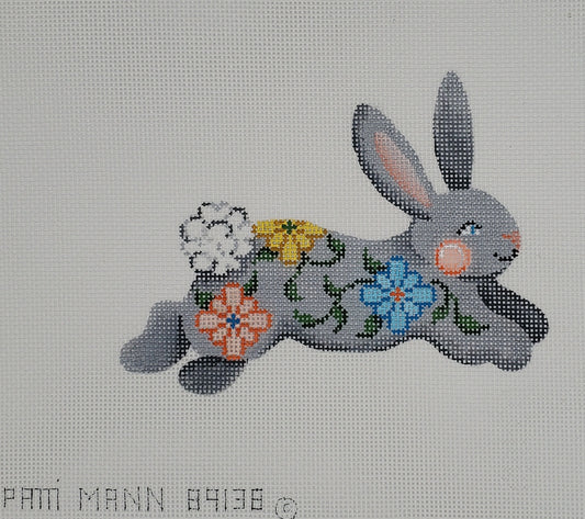 Running Bunny, Gray w/Flowers