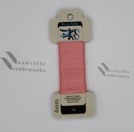Salmon Rose Silk Ribbon - 15