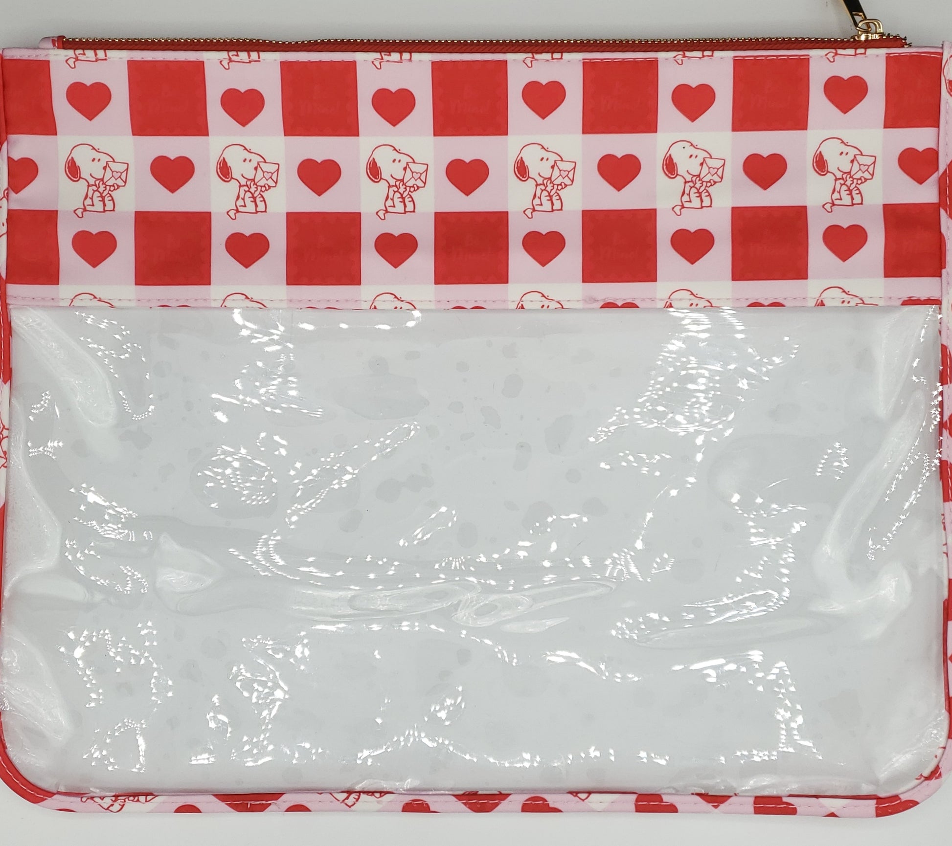 PEANUTS Valentine's Day Medium PVC Project Pouch Bag Size: 15" x 12"
