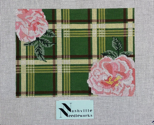 Green Plaid with Flower