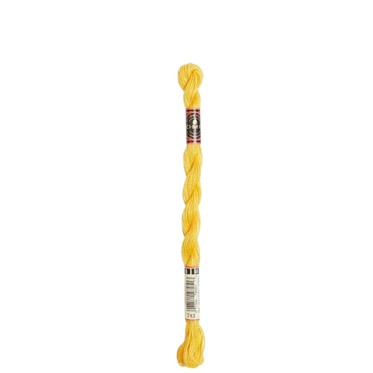 743 Yellow - MED, DMC Perle Cotton #5 Skein