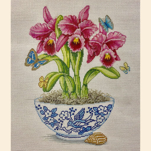 Fuschia Orchids in Vase (TS)