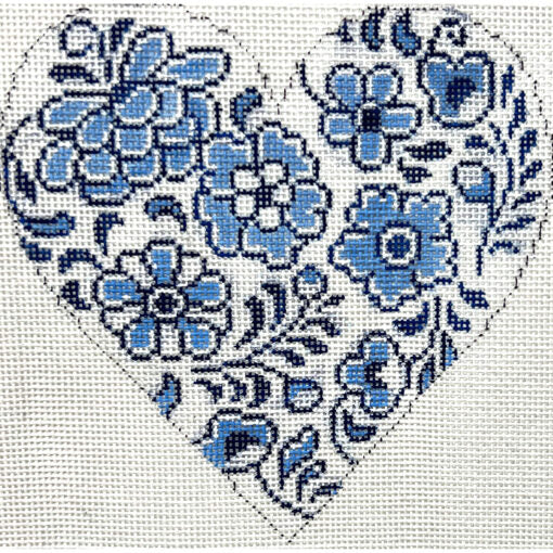 Blue & White Flower Heart (TS)