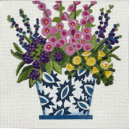 Blue/White Pot with Bouquet (TS)