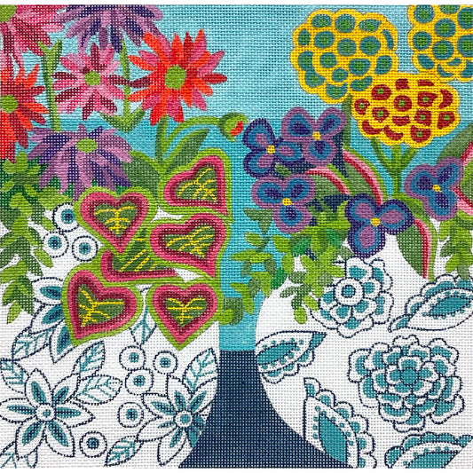Twin Blue & White Vases (TS)