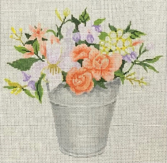 ASIT464 (TS) Peach Flowers in Pail