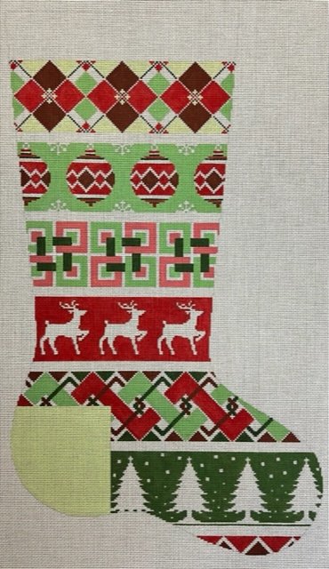 ASIT485 (TS) Green Red Argyle Stocking