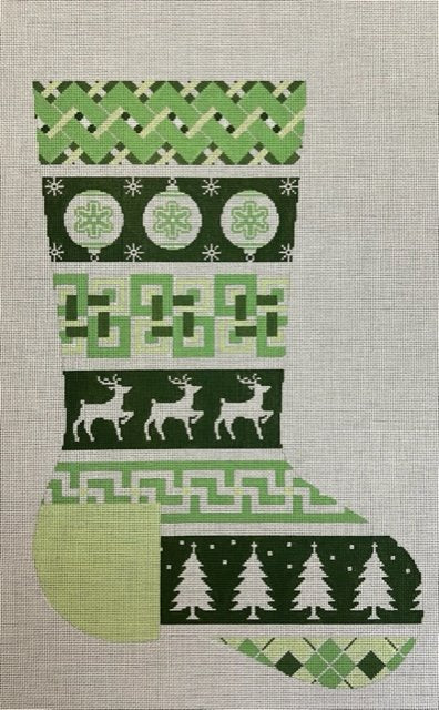ASIT486 (TS) Green Zig Zag Stocking
