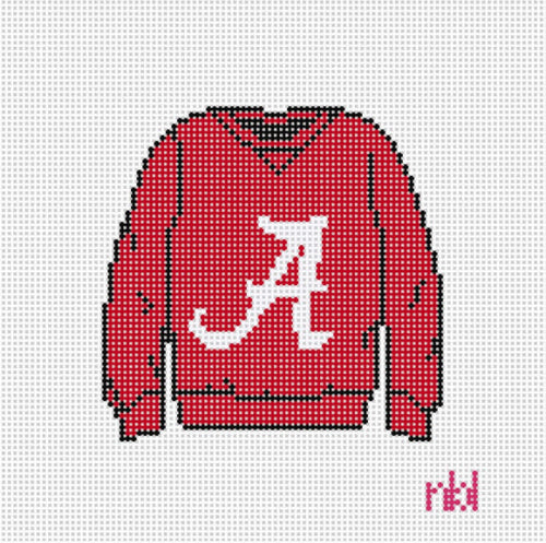 Needlepoint By Laura ALA-SWE-18 
Alabama Sweatshirt Red With White A