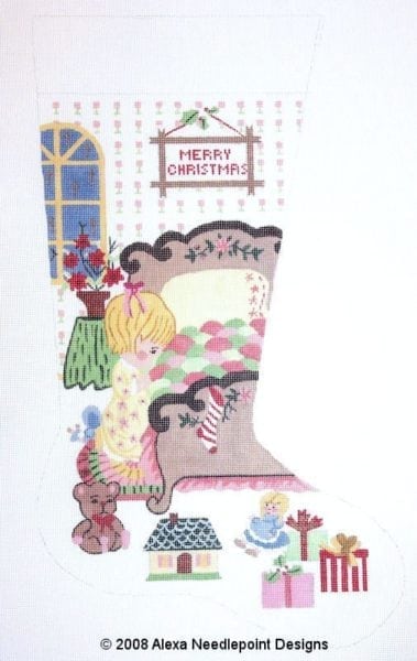 Girl Praying Christmas Eve Stocking