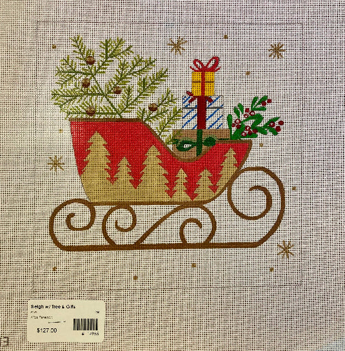 Alice Peterson 4733 Holiday Sleigh with Tree and gifts