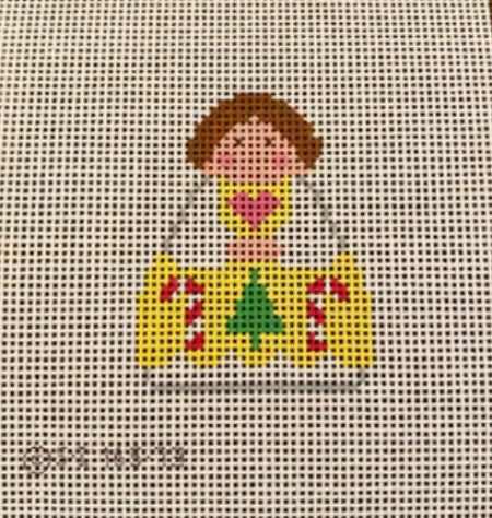 KCN Designs SI165-73 Yellow Angel with Candy Canes