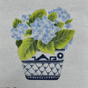 Susan Roberts Needlepoint Shaped Hydrangea in Willowware BE1450